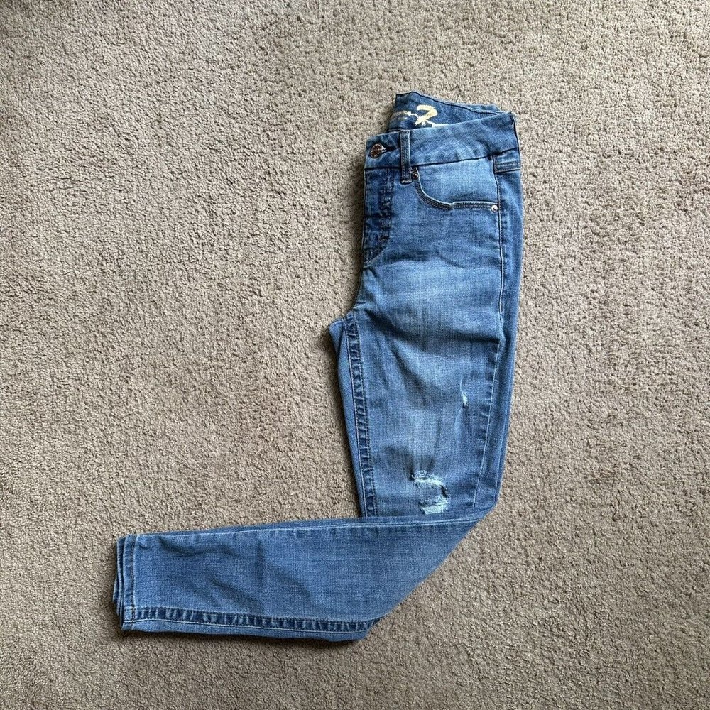 Seven7 Jeans Women's 4 (26x30) Tummyless High Rise Skinny Blue Denim Light Wash
